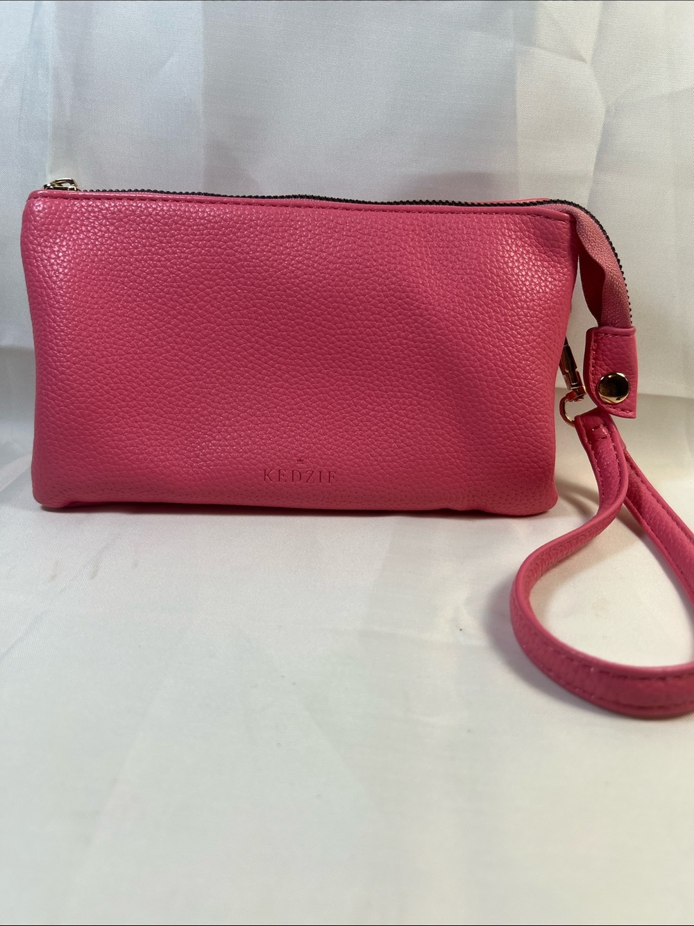 Kedzie Hot Pink Pebble Leather Wristlet